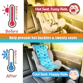 Almohadilla de refrigeración para asiento de coche de bebé, con bolsa aislada, reutilizable, enfriador de asiento de coche, para cinturones de seguridad de coche, 4 paquetes de gel extraíbles