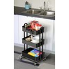Simple Houseware 3-Tier Heavy Duty Metal Utility Rolling Cart, Black