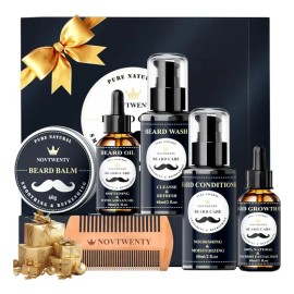 Kit De Crecimiento De Barba: Kit De Cuidado De Barba De 7 Pi