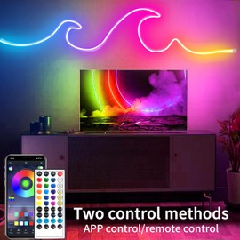 segrass 32.8FT Led Neon Rope Lights Control with App/Remote,Flexible Led Rope Lights,Multiple Modes,IP65 Outdoor RGB Neon Lights Waterproof,Music Sync Gaming Led Neon Strip Lights for Bedroom Décor