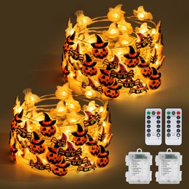 kolpop 2 Pack 50 LED Fairy Lights Battery Operated with Timer, Red Bow Cane String Lights Battery Powered with Remote Control Waterproof for Indoor Outdoor Christmas Decorations