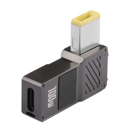 GINTOOYUN 2PCS USB C to Slim Tip Charging Converter Adapter 100W 5A Laptop Type C Female Input to Right Angle Slim Tip Rectangle Plug (Square Socket)