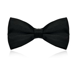 Bliceon Men’s Adjustable Solid Color Pre-Tied Bow Tie - Classic Black Satin Bowtie for Weddings, Parties, Formal Events - Adjustable Length Neckwear for Men