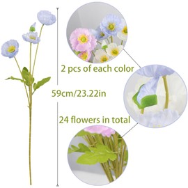 CISDUEO 6 Pcs Artificial Poppy Flowers Silk Fake Poppy Flowers with Stems Faux Poppy Spring Flowers Real Touch Flowers for Home Kitchen Wedding Decorations Floral Arrangement Table Centerpiece