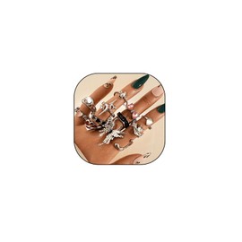 Y2k Pink Kunckle Joint Finger Rings Set for Women Vintage Irregular Open Opal Rings for Men Chunky Adjustable Gothic Cross Moonstone Butterfly Star Love Heart Cool Black Statement Ring Aesthetic Accessories (15pcs silver buttefly set)