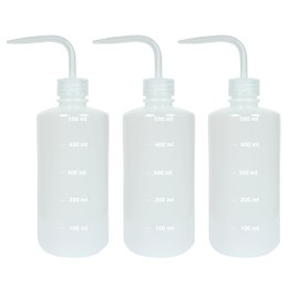 KIGITIK 3 Pcs 500ml Plastic Squeeze Wash Bottle, Narrow Mouth Squeeze Bottle, Safety Rinse Watering Tools, for Lab, Tattoo, hair, pet, Plant Irrigation (White, 500ml)