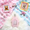 ZhangyiHot Pink Cute Plush Photocard Holder with Keychain, Cartoon Bear
