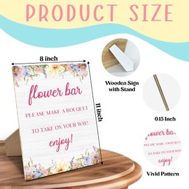 Flower Bar Sign, Wooden Sign with Stand Stand 8x11 Inches, Table Centerpieces for Bridal Shower, Wedding, Engagement, Brunch, Bachelorette, Birthday Party -04