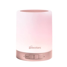 Elecstars Touch Bedside Lamp - with Bluetooth Speaker, Dimmable Color Night Light, Outdoor Table Lamp with Smart Touch Control, Best Gift for Men Women Teens Kids Children Sleeping Aid(Rose Gold)