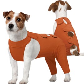 Kuoser Dog Recovery Suit - Post Surgery Body Suit with Legs, Comfortable Cone Alternative, Prevent Licking Dog Onesies, Brown XS