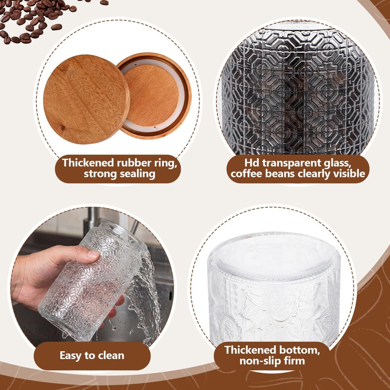 Suclain 3 Pcs 34 oz Glass Coffee Grounds Container with