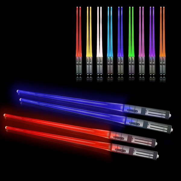 Lightsaber Chopsticks, SOARFLY 2 Pairs LED Chopsticks with 9 Colour