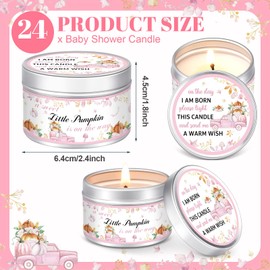 MTLEE 24 Pcs Pink Little Pumpkin Baby Shower Party Favors Candles Lavender Scented Baby Shower Favors for Guests Rustic Tealights Candles Gender Reveal Return Gifts Girl Boy(Pink, 1.2 Oz)