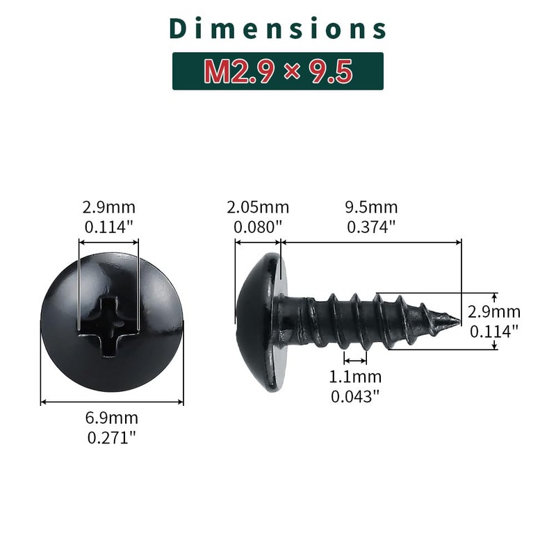 #4 x 3/8" Truss Head Wood Screws (100 pcs), 18-8