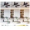 OUKANING Black Modern Dimmable Ceiling Fan with Light Remote Control,
