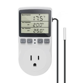 Enchufe de termostato digital con driver de temperatura de salida de 3 m, sonda de 120 V, 15 A, 1800 W C F, control de enfriamiento de calefacción para incubadora, incubadora, invernadero, terrario,