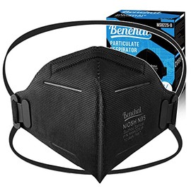 benehal NIOSH Approved N95 Mask Particulate Respirators, Pack of 10 N95 Face Masks, Individually Wrapped, Black