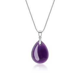 Coai Women's 925 Silver Necklace with Angel Tear Pendant, Silver, amethyst