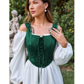 Scarlet Darkness Women Renaissance Pirate Bustier Corset Top Bodice Bodyshaper Deep Green Size 6