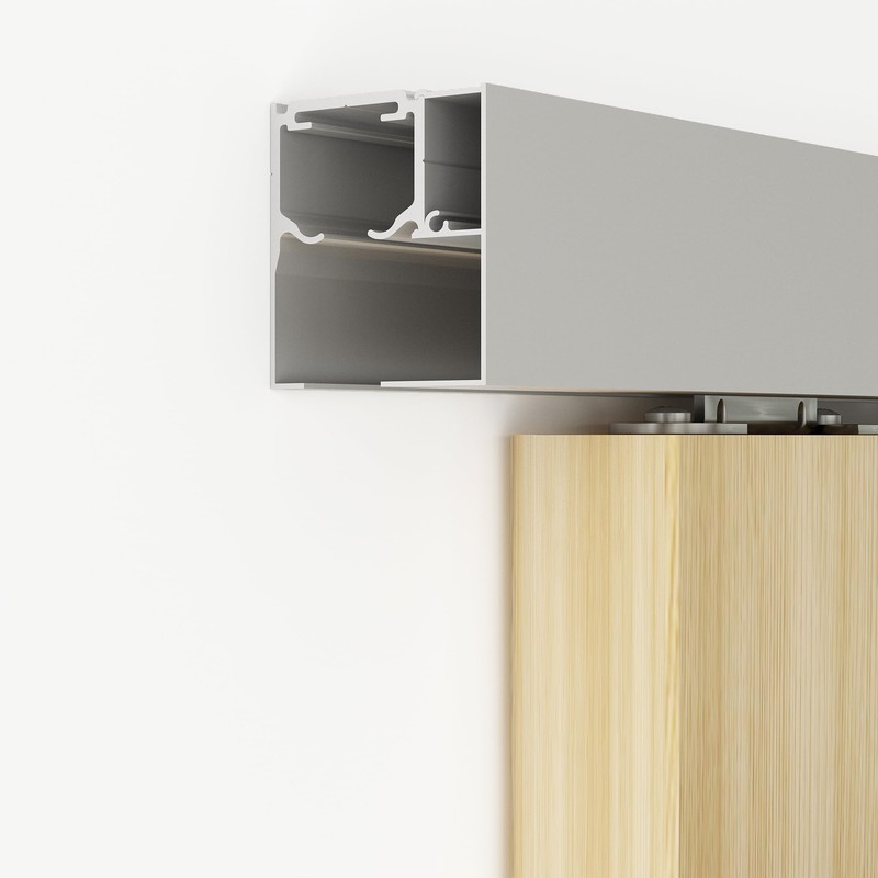 JUBEST 6FT Sliding Barn Door Track Kit, Aluminium Box Rail
