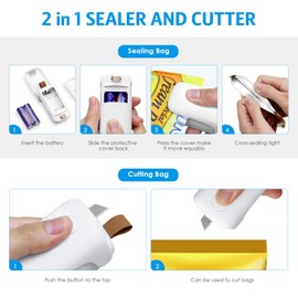 Brifit Folienschweißgerät Mini, 2 in 1 Bag Sealer & Cutter, Verschweissgerät Mini, Portable Tüten Schweissgerät für Plastiktüten, Lebensmittellagerung, Snack, Spänesäcke, Beutel