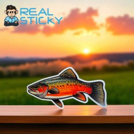 Real Sticky Brook Trout Fishing Sticker Fish Lake Stream Tacklebox Tackle Car Bumper Decal
