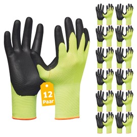 Gebol Eco Flex Yellow Work Gloves with Breathable Nitrile Blast Coating Gloves for Assembly Work for Men Size XXL (Size 11) Yellow 12 Pairs Multipack