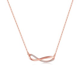 FH.bird Never Rust Necklace, Women's Popular Promise of Love, 925 Silver, Hypoallergenic Necklace, Fashionable, 5A Zirconia, Birthday Gift, For Women (Pink Gold), Cubic Zirconia, Cubic Zirconia