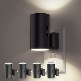 L LOHAS LED Night Light Plug in, 4 X Modern Night Light with Light Sensor, 0-100LM Adjustable Brightness, Daylight White 5000K, Dimmable Night Light, Decorative Night Lights for Hallway Bedroom