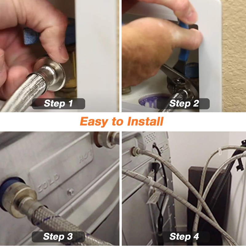 15ft LONG Washing Machine Hoses UPGRADE by Blutoget- Braided Stainless