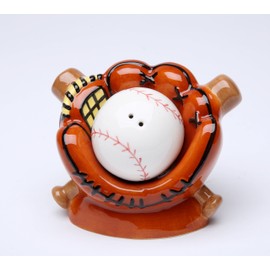 Cosmos Gifts 10469 Fine Ceramic Baseball Glove,Ball and Bat Salt and Pepper Shakers, 3-1/2"