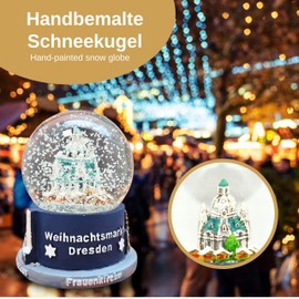 Minium Collection Souvenir Snow Globe Christmas Market Striezelmarkt Dresden | Travel Souvenir Germany Gift | W: 65 mm H: 85 mm | Shake Ball Air Bubble | 30020x