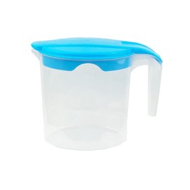 1 Liter Plastic Jug with Lid for Water Fruit Juices Milk Fridge Door Stoarge Jug (Blue, 1)