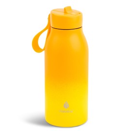 Manna Bonnie Modern Flip Insulated Stainless Steel Bottle with Straw Lid and Carrying Loop - 12 Oz - Orange/Yellow Ombre