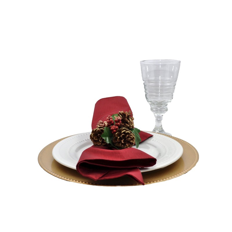 13 Inch Beaded Gold Plate Charger Set of 4