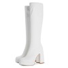 Modatope Womens Platform Boots Knee High Chunky Heel White Boots
