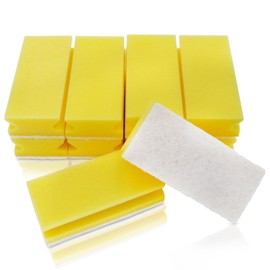 awiwa XXL Cleaning Sponge, Kitchen Sponge, Washing Up Sponge for Kitchen and Bathroom (Scratch-Free, Handle Strip, Machine Washable, Pack of 10) (Yellow/White)