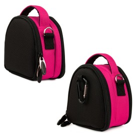 Mini Travel Shoulder Bag Carrying Case (Pink) for Canon PowerShot IXUS is, SD, ELPH, HS, IXYDigital Point and Shoot Camera