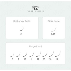 WL Wonder Lashes Fertige Wimpernfächer 12-in-1 für Professionell 0,07 250 Stück, C Curl Cat Eye Effekt, Falsche Premium Volumen Wimpern für Wimpernverlängerung (9 mm)