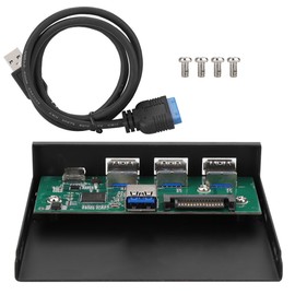 3-Port USB3.0 + 1 Port USB3.1 TypE C Interface Alloy Expansion Card Panel Black