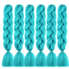 Braiding Hair Extensions 24 Inch Braiding Hair for Women Synthetic Ombre Jumbo Hair Extension for Crochet Braids Hair Hot Water Setting (24 Inch, cyan blue)