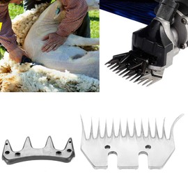 Sheep Shear Blades, Stainless Steel Goat Scissors Wool Clippers Replacement Blades for Goats, Sheep, Cattle (13-tooth curved blade)