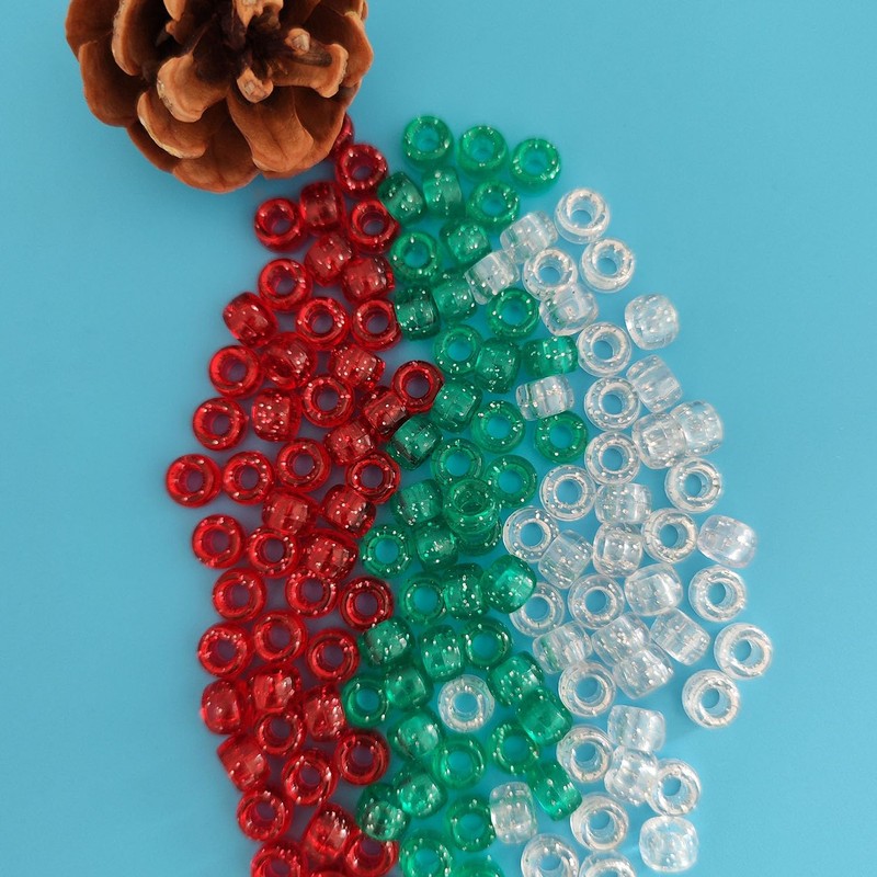 Gxadwzy Pony Beads 6 x 9 mm Glitter with Large