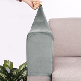 PETSTIBLE 2 Pieces Armrest Covers Non Slip Sofa Armchair Covers Durable Silver Fox Material Soft Fabric Easy Clean Set (Flat Grey)