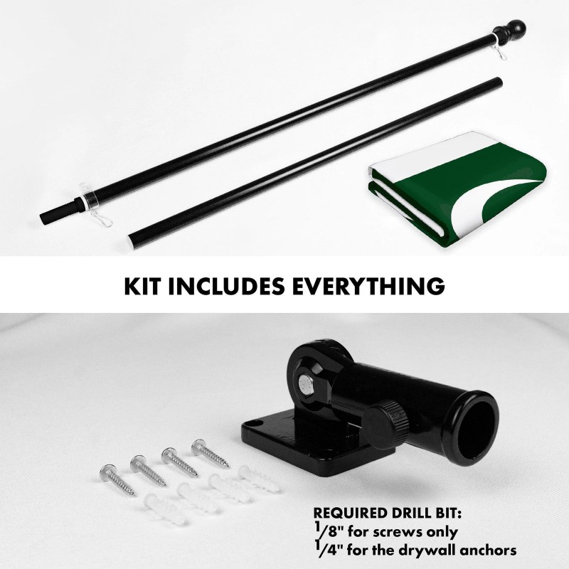 G128 Combo Pack: 6 Ft Tangle Free Spinning Flagpole (Black)