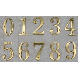 ZW Hardware A100 4 Inch Bright Brass House Number 5