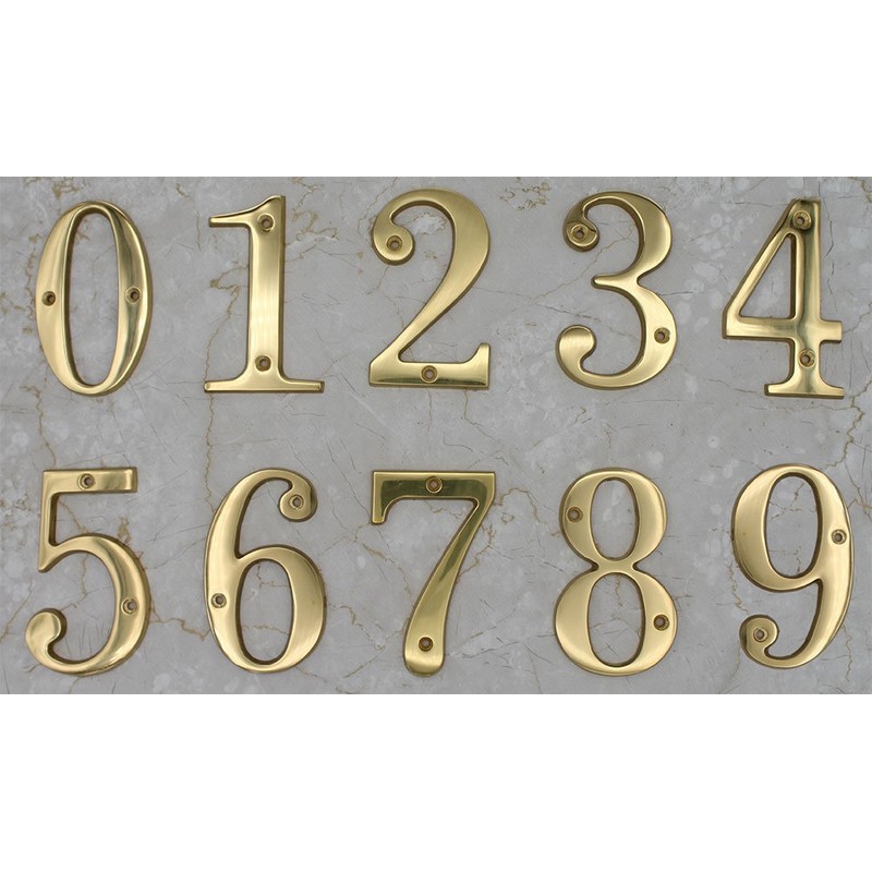 ZW Hardware A100 4 Inch Bright Brass House Number 5