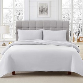 Viviland Plush Micro Fleece Queen Bed Sheet Set - Soft Fuzzy Polar Fleece Velour Velvet Sheets - Extra Warm Winter Fleece Bed Sheets with Deep Pocket - White - Queen