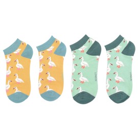 MISS SPARROW 2 Pairs Little Duck Trainer Socks Breathable Ladies Super Soft Bamboo Blend Size 4 to 7