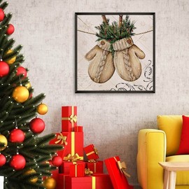 RUIHA Christmas Diamond Painting Kits,Winter Diamond Art Kit for Adults,5D Gloves Paint with Diamond Full Drill for Parents-Children Interrction,Wall Decor(14X14)